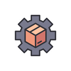 Automated Logistics Solutions Box Within Cog Symbolizing Efficient Delivery