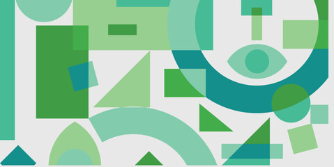 Abstract geometric background in green color. Aesthetic colored memphis geometric background. Modern geometric background