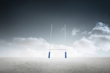 Rugby goal post on field against sky © vectorfusionart