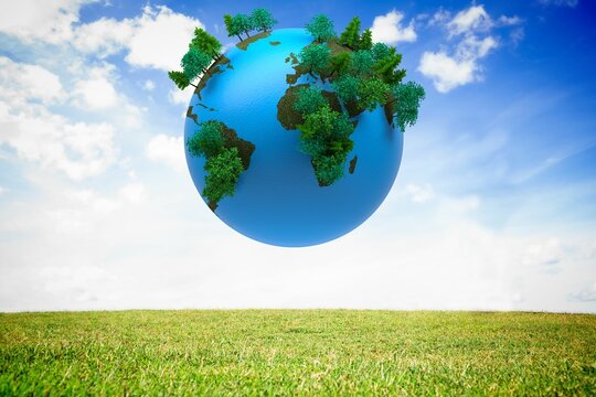 Fototapeta Digitally generated earth floating in air