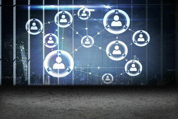 Online connection graphic overlooking city