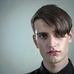 Obraz premium Portrait of young man against gray background