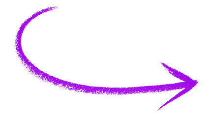 Purple arrow symbol colored pencil isolated on transparent background