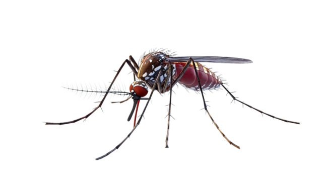3D rendered Aedes mosquito with realistic textures Transparent background, PNG