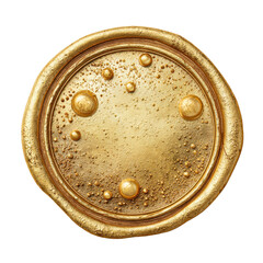 Gold wax seal, circular, decorative bubbles