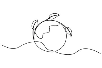 Continuous one line vector drawing of plant seeds growing from the earth for environment day illustration
