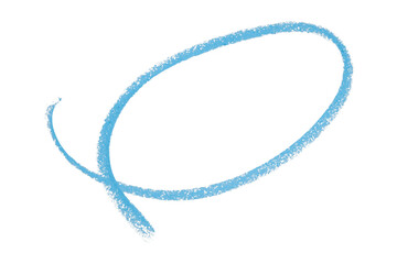 Light blue pencil highlight circle mark isolated on transparent background