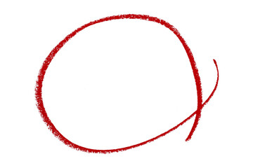Red pencil highlight circle mark isolated on transparent background