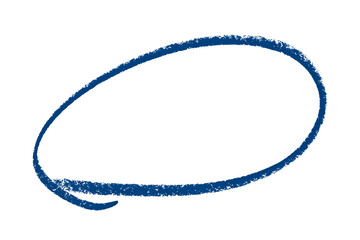Blue pencil highlight circle mark isolated on transparent background