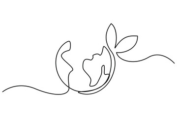 Continuous one line vector drawing of plant seeds growing from the earth for environment day illustration
