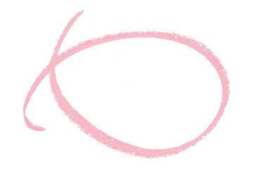Pink pencil highlight circle mark isolated on transparent background