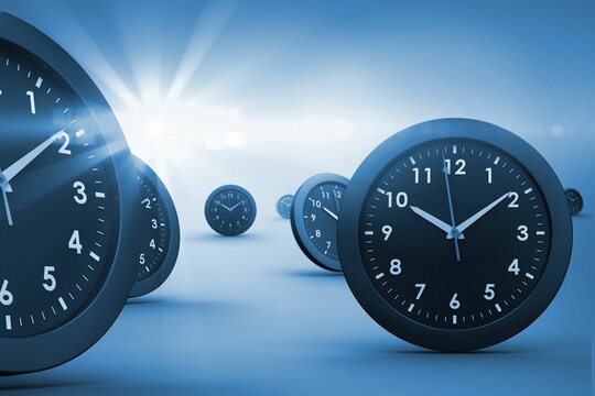 Naklejki Digital image of clocks against white background