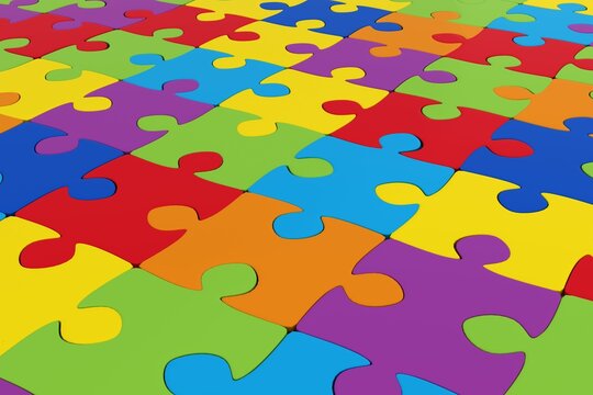 Colorful jigsaw puzzle piece