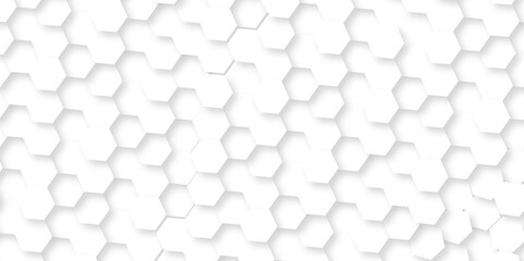 Abstract white hexagon concept background. Seamless bright white abstract honeycomb. Technology for design element vector abstract background.	
