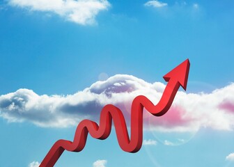 Red arrow pointing against sky