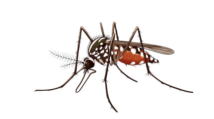 Aedes mosquito illustrated with warning symbols for awareness use Transparent background, PNG