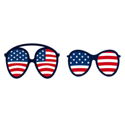 Stylish sunglasses collection with American flag, Vector illustration