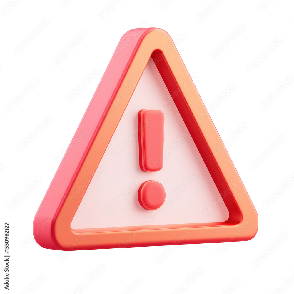 Poster a 3d rendered soft glowing red warning caution attention sign icon with an exclamation mark inside a