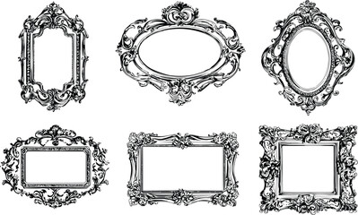 Obraz premium Hand Drawn Baroque and Oval Frame Collection,Generative Ai