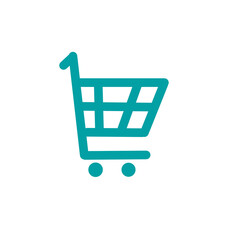Shopping cart icon. Simple 2D flat design. Retail and commerce symbol.