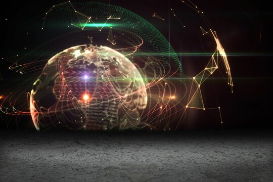 Fototapeta Glowing lights surrounding earth