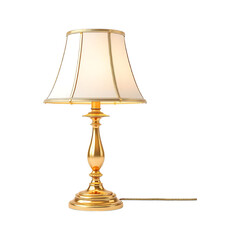 Elegant gold table lamp with a white shade. Perfect for adding a touch of luxury to any room.