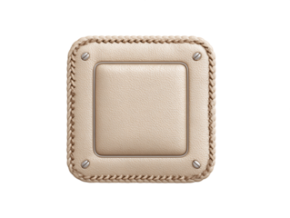 Beige Leather Square Switch Plate with Braided Trim, PNG