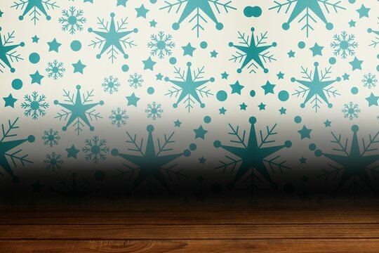 Fototapeta Snowflake wallpaper over floor boards