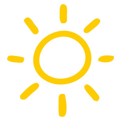 Yellow Sun Icon with Radiating Lines in Minimal Vector Style