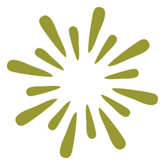 Circular Doodle Pattern with Olive Green Organic Rounded Petals