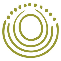 Circular Concentric Line Pattern with Olive Green Tones in Handdrawn Style