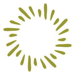 Olive Green Organic Burst Shape with Petal-Like Lines in Vector Style