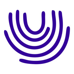 Bold Purple Semi-Circle Abstract Shape with Layered Lines in Vector Style