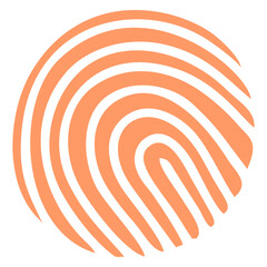 Orange Spiral Fingerprint Style Abstract Icon with Handdrawn Vector Lines