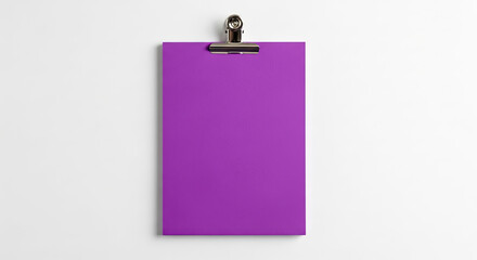 blank purple note paper with clip