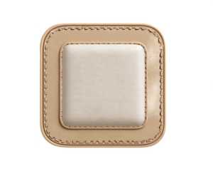 Beige Square Cushion with Textured Fabric Insert and Stitched Border, PNG