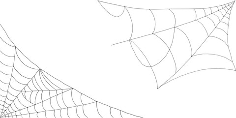 Corner cobweb silhouette elements spooky spider web vector collection for horror design