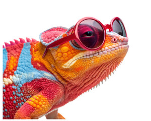 colorful chameleon wearing sunglasses artwork