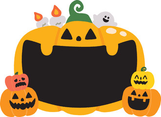 ハロウィンのカボチャのベクターフレーム（黒）