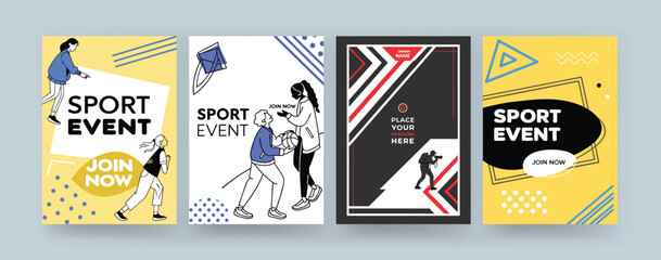 Sports event poster design set. Female Basketball Player Illustration – Dynamic Sport Poster Set. grunge style, sketch, lettering. Hand drawing. Sports print, cover, slogan, template, sports cove