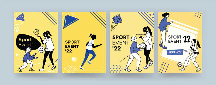 Female Basketball Player Dunk Illustration – Dynamic Sport event Poster Set