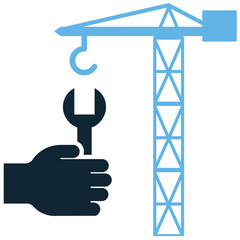 Repair construction icon vector, depicting fixing or restoring damaged structures. Ideal for maintenance, renovation, home improvement, and problem-solving in building environments.