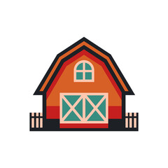 Farm barn vector illustration with wooden architecture