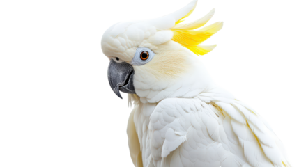 Beautiful cockatoo with raised crest Transparent background, PNG