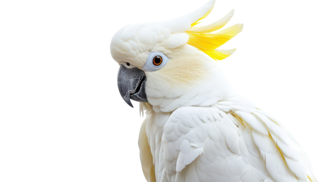 Beautiful cockatoo with raised crest Transparent background, PNG