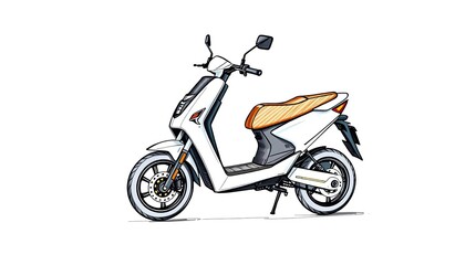 Electric Scooter Illustration on White Background.