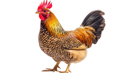 Fototapeta premium Beautiful hen with glossy feathers and red comb Transparent background, PNG