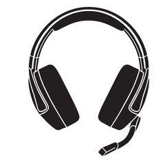 Obraz premium Headset silhouette image on white background