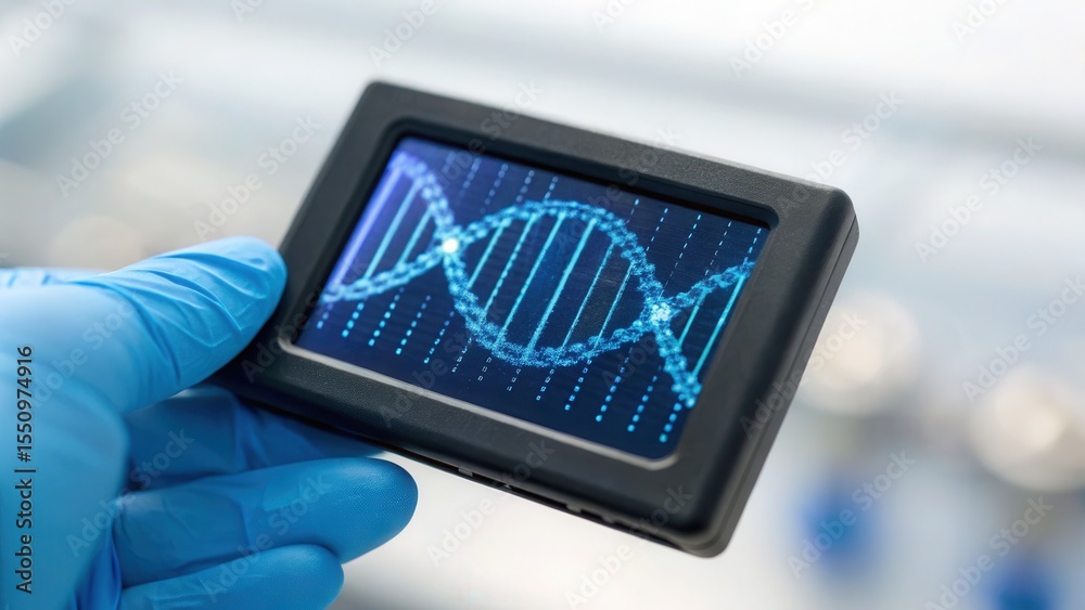 Aufkleber Simulation of DNA Base Pair Analysis on Digital Screen Display