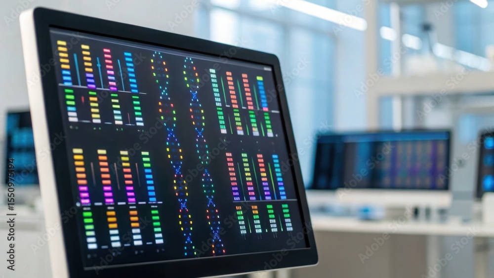 Aufkleber Visualization of Data Analysis on Digital Screen in Laboratory Setting